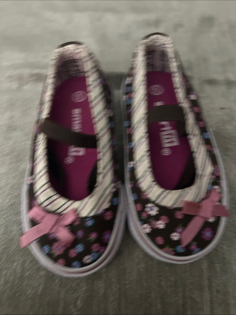 smartfit Brown Floral Mary Jane Shoes with Pink Accents